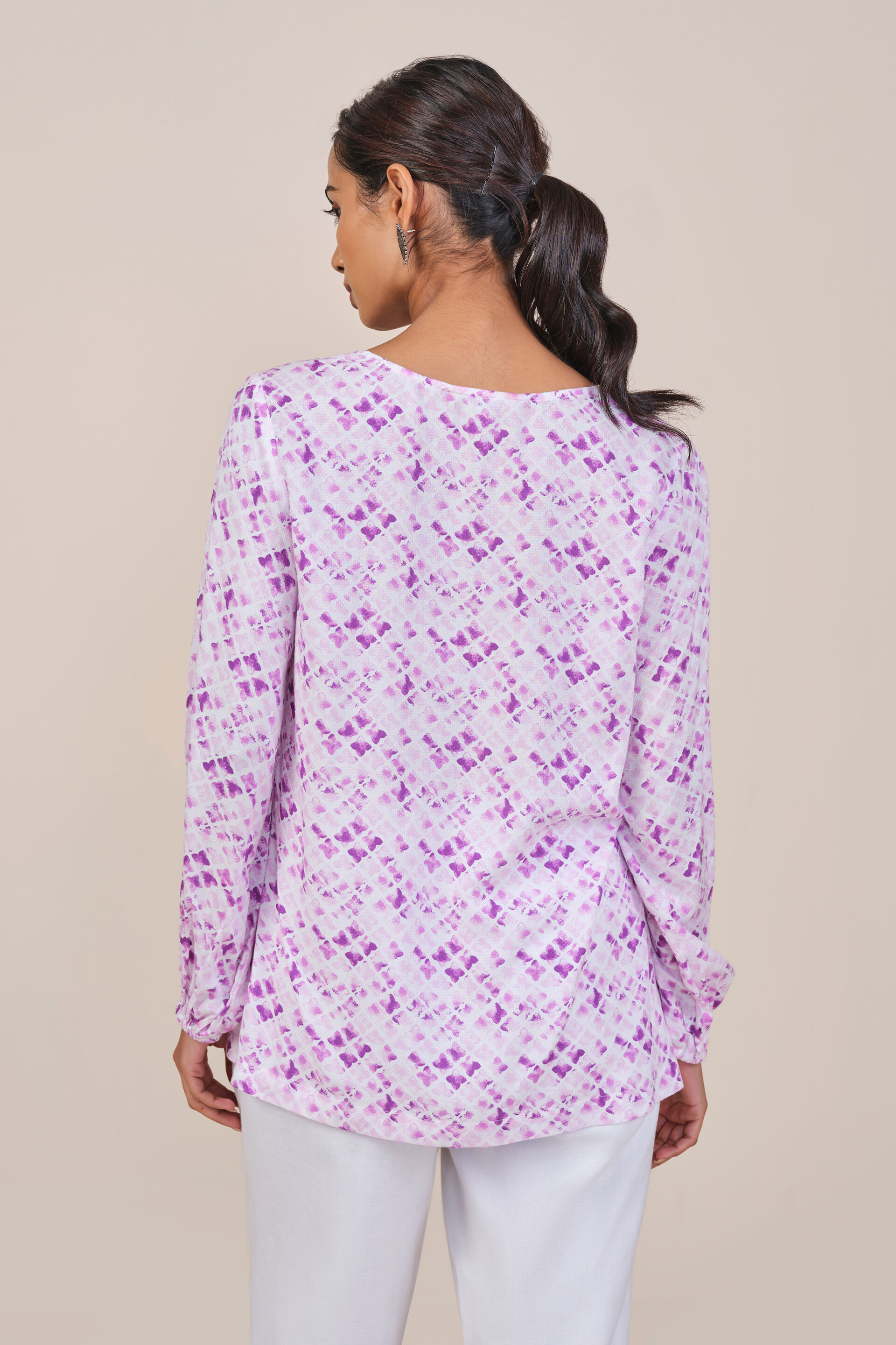 Lilac Embroidered Dobby Top, Lilac, image 5